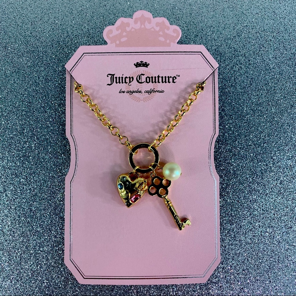 Juicy Couture Gold Tone Charm Necklace